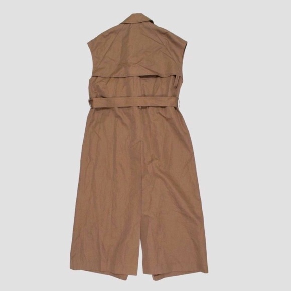 Helmut Lang Sleeveless Cotton Linen Trenchcoat Rain Jacket In Khaki - Picture 2 of 8
